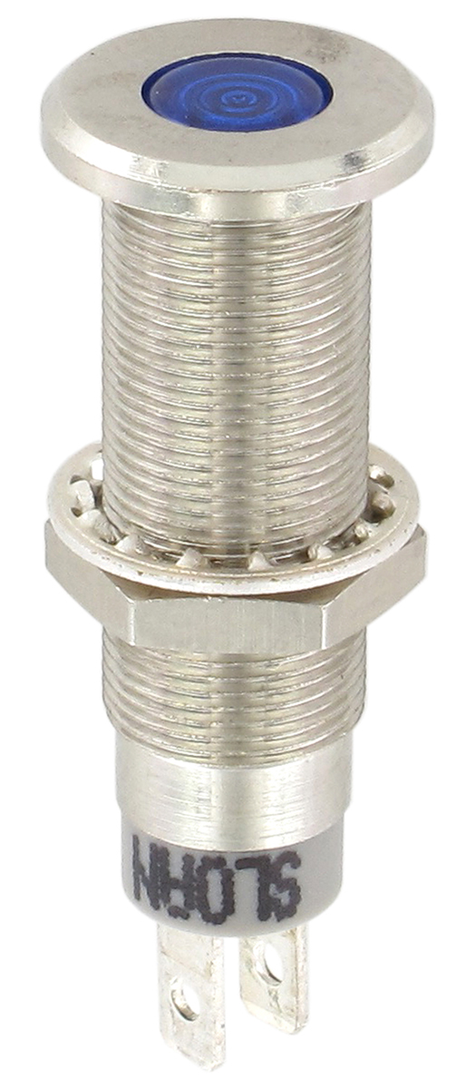 Sloan 3448 Series, Blue Panel Mount Indicator, FASTON Termination 5V, IP68, 8.2 x 7.6 mm