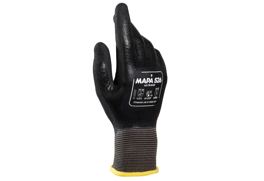 Mapa ULTRANE 526 Black Nitrile Work Gloves, Size 11, Nitrile Coating