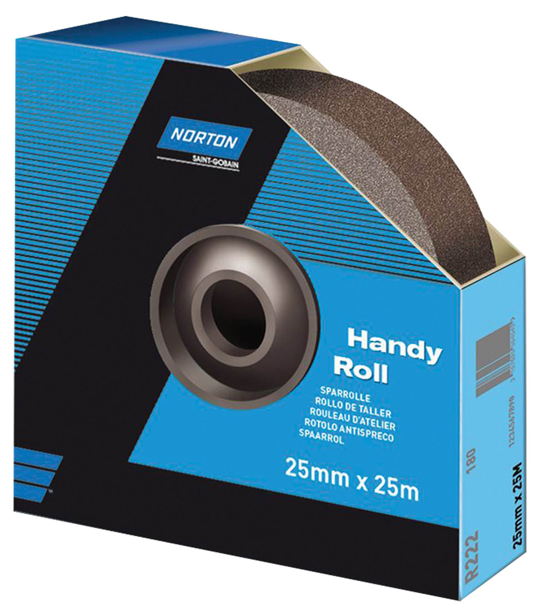 Norton P50 Grit Coarse Sandpaper Roll, 25m x 25mm