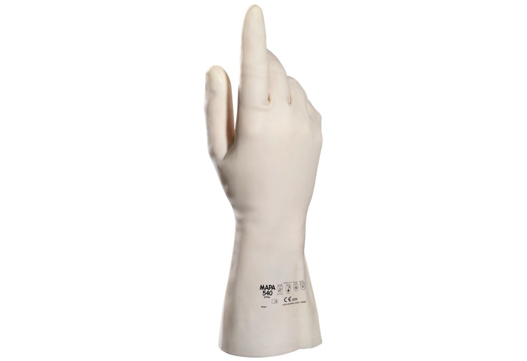 Mapa Vital 540 Beige Natural Latex Work Gloves, Size 8