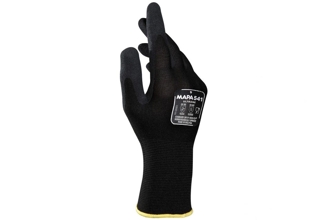 Mapa ULTRANE 541 Black Nitrile Foam Work Gloves, Size 8