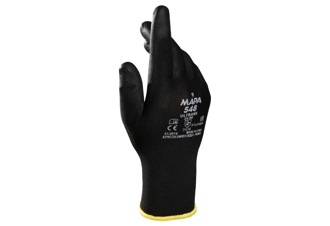 Mapa ULTRANE 548 Black Polyurethane Work Gloves, Size 5, Polyurethane Coating