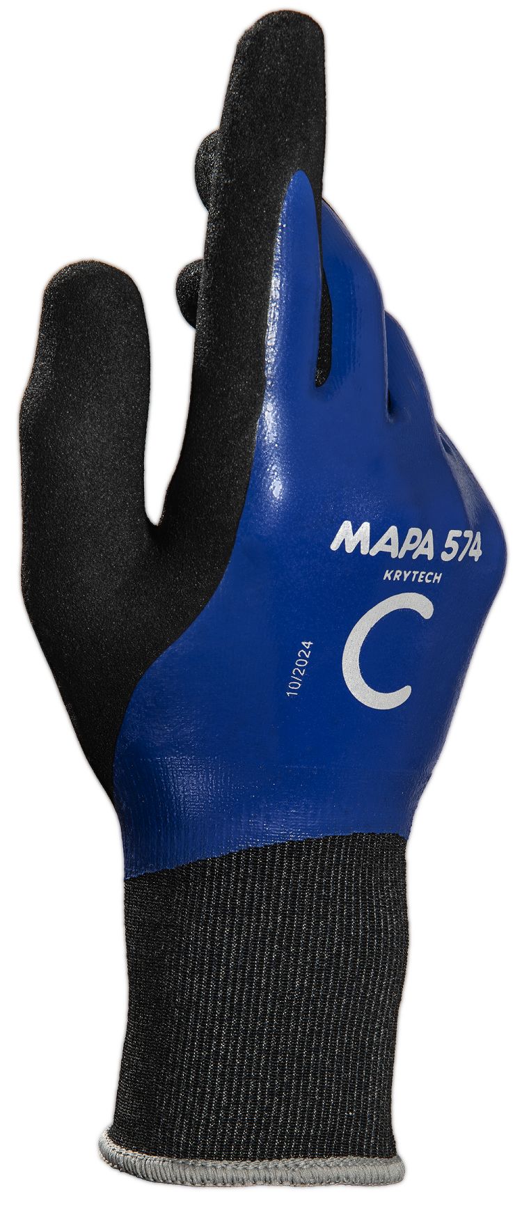 Mapa KRYTECH 574 Black, Blue Nitrile Puncture & Tear Resistant Gloves, Size 7, Nitrile Coating