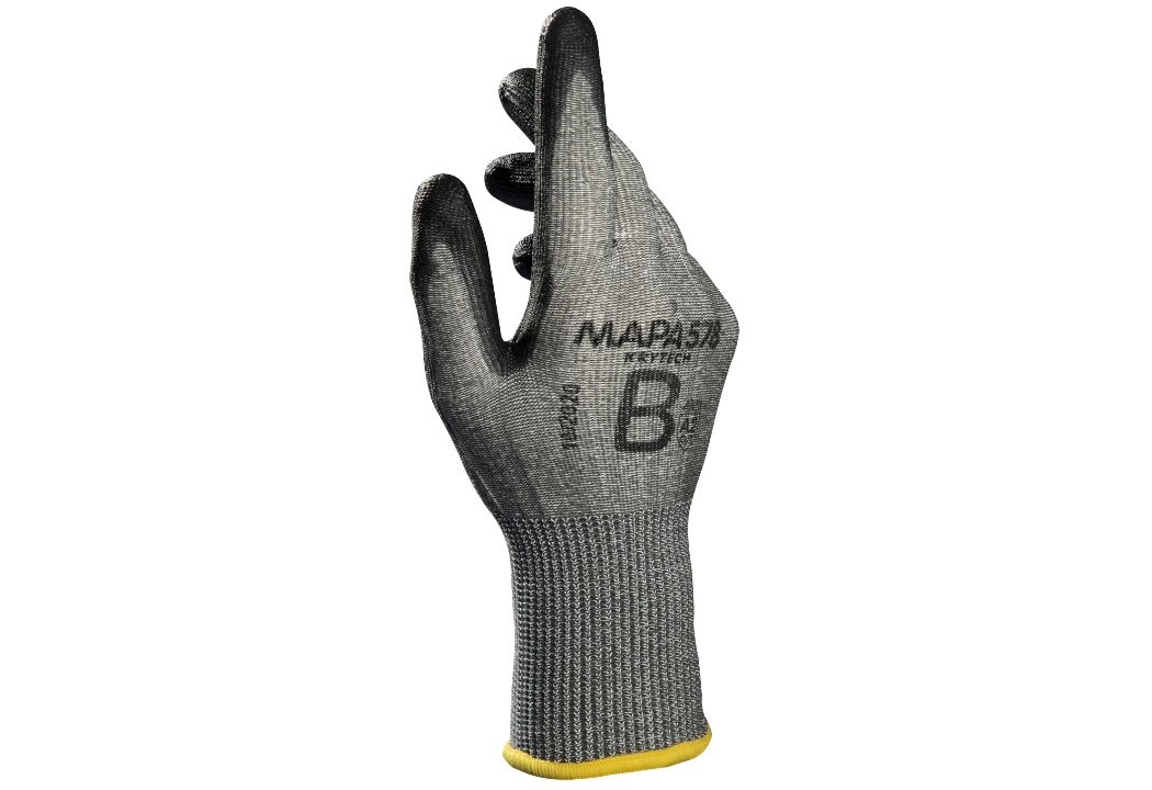 Mapa KRYTECH 578 Black, Grey Polyurethane Work Gloves, Size 8, Polyurethane Coating