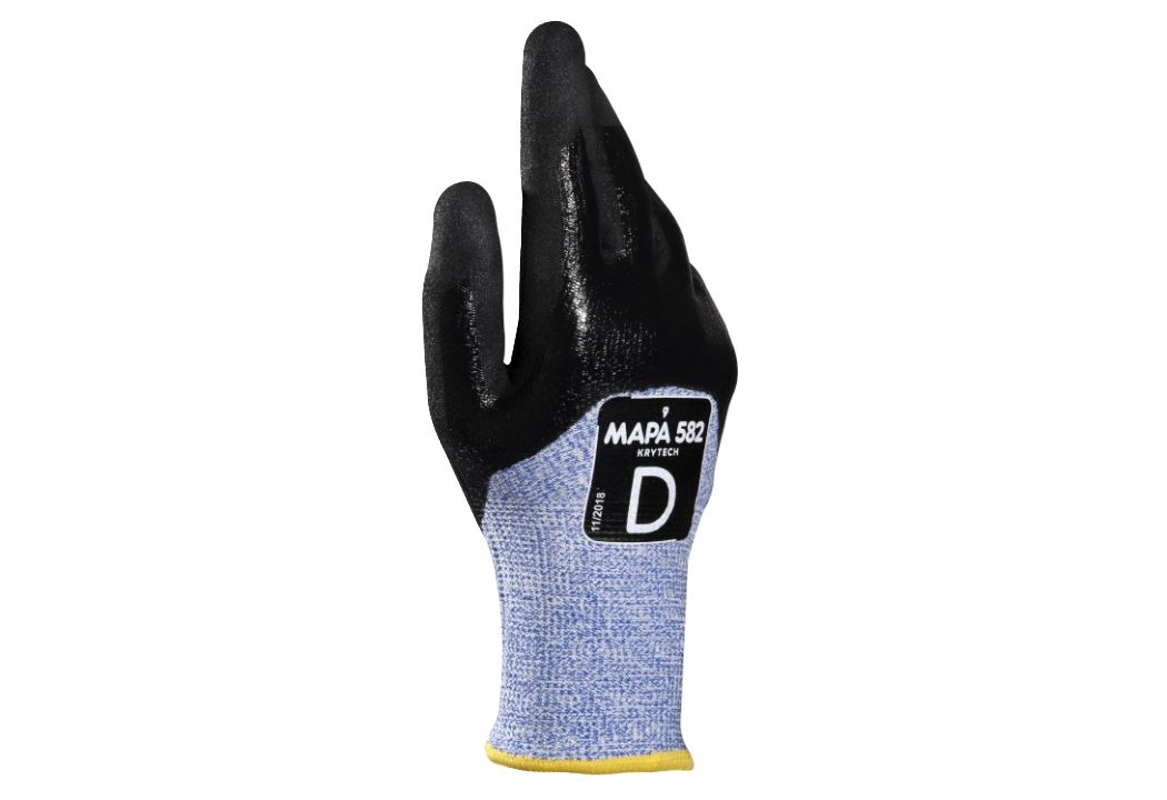 Mapa KRYTECH 582 Black, Blue High Density Polyethylene Cut Resistant Gloves, Size 11, Nitrile Coating