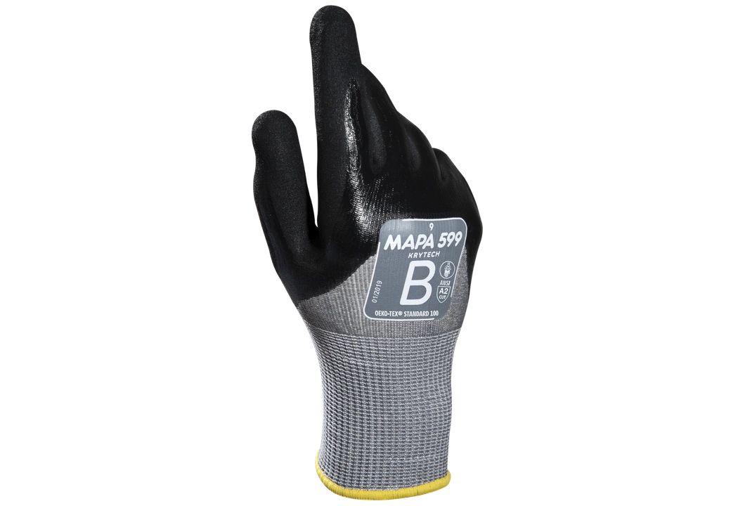 Mapa KRYTECH 599 Black, Grey Nitrile Work Gloves, Size 9