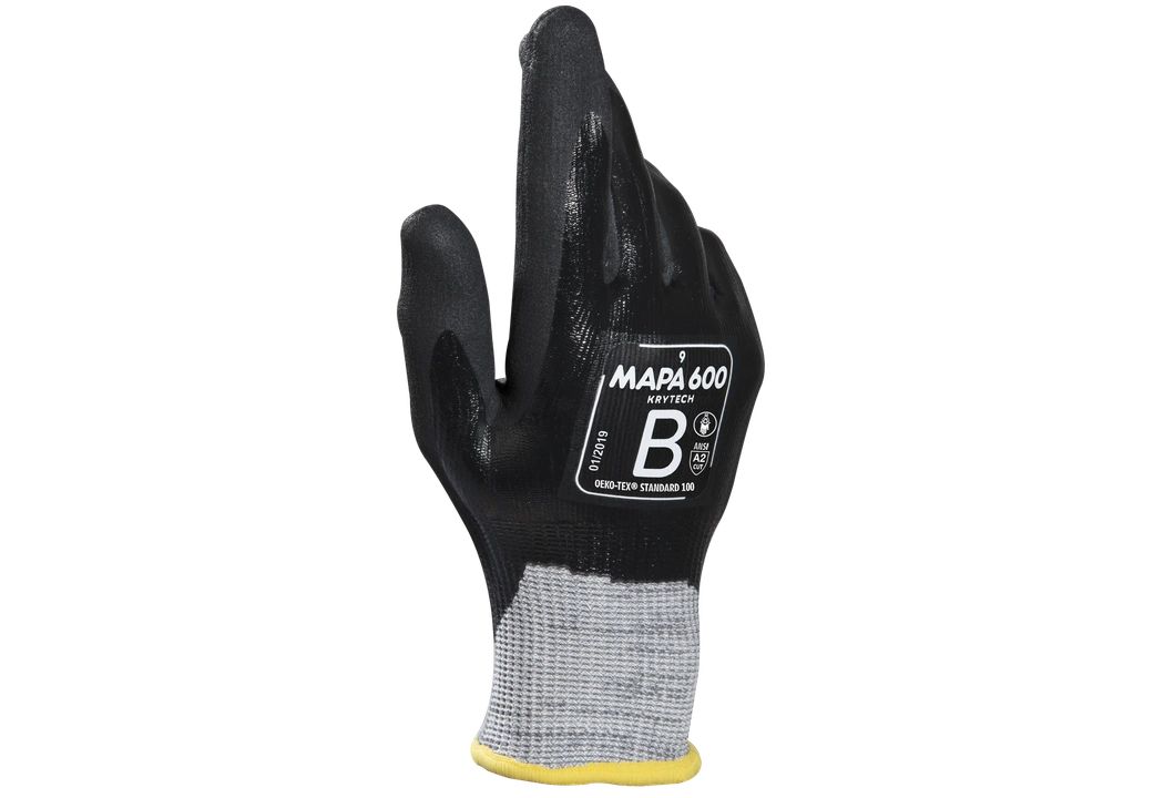 Mapa KRYTECH 600 Black, Grey Nitrile Work Gloves, Size 10