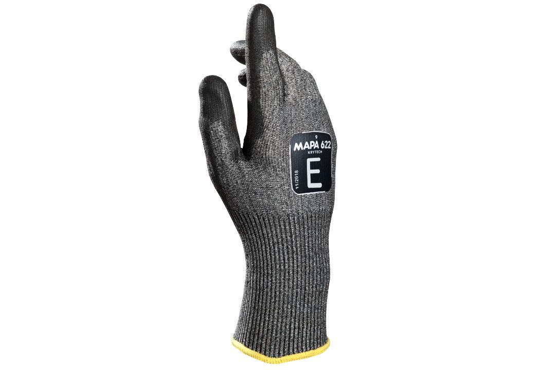 Mapa KRYTECH 622 Black, Grey Polyurethane Work Gloves, Size 8, Polyurethane Coating
