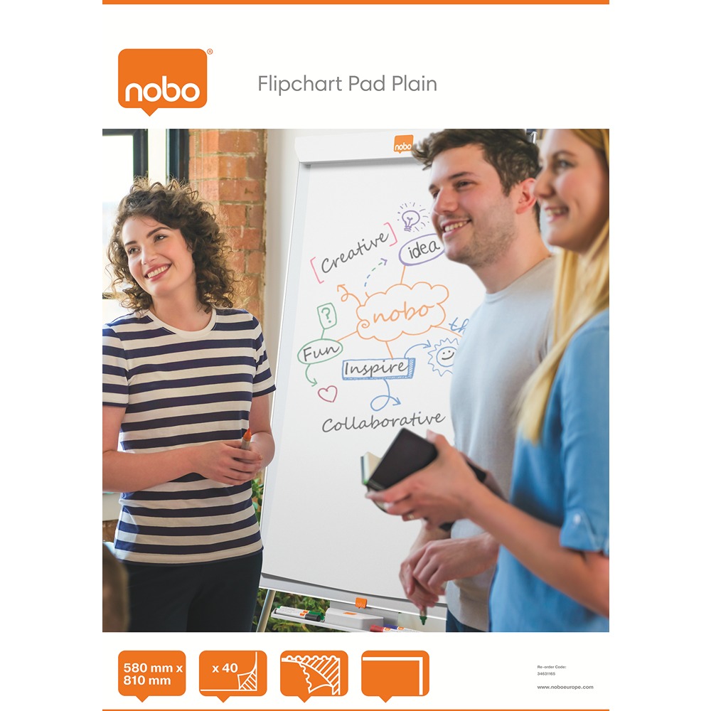 Nobo Plain 580 x 810 mm Flip Chart, 40 Sheets