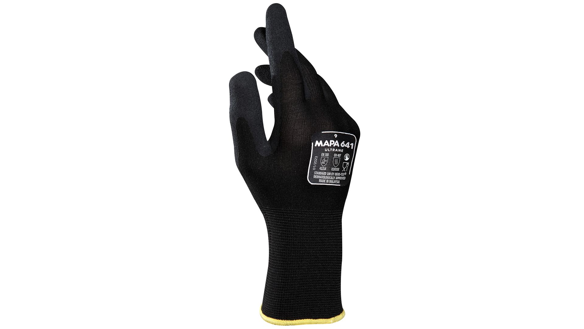 Mapa ULTRANE 641 Black Nitrile Foam Work Gloves, Size 11, Nitrile Foam Coating