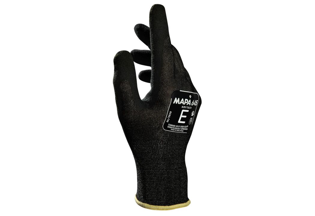 Mapa KRYTECH 645 Black, Grey Nitrile Foam Work Gloves, Size 9