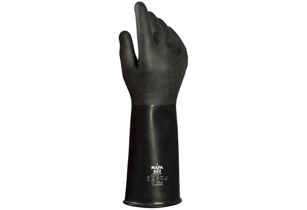 Mapa Butoflex 652 Black Butyl Puncture & Tear Resistant Gloves, Size 8, Butyl Coating