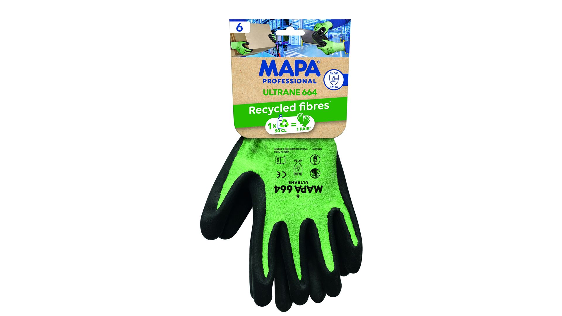 3466400-11 Mapa ULTRANE 664 Green Nitrile Foam Work Gloves, Size 11