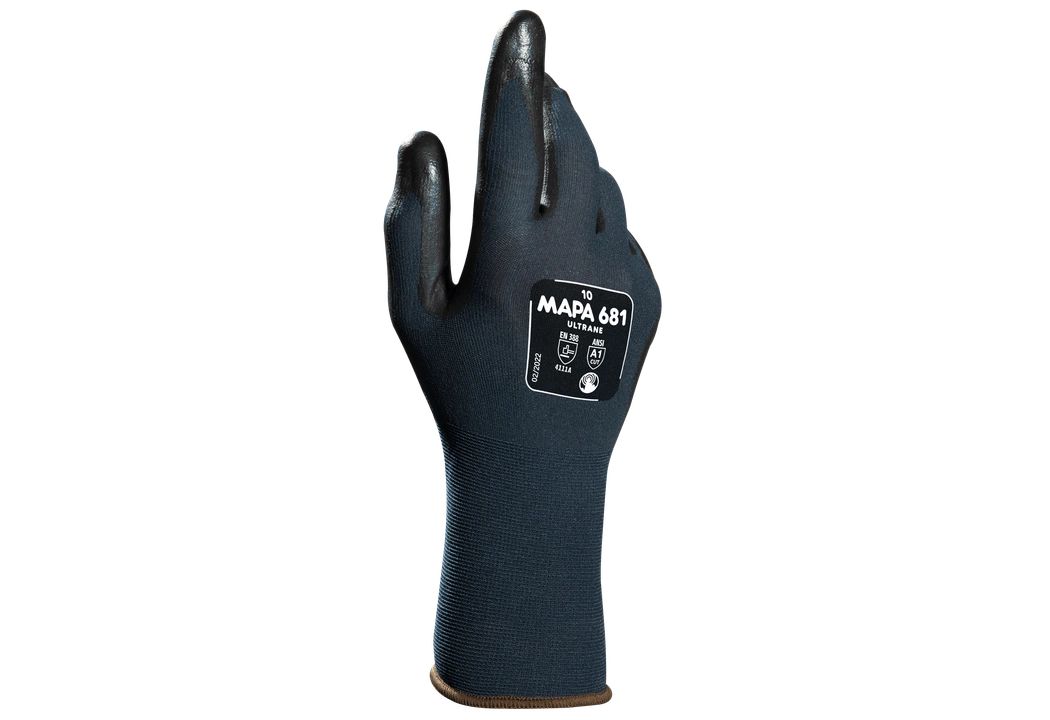 Mapa ULTRANE 681 Blue Nitrile Foam Work Gloves, Size 9, Nitrile Foam Coating