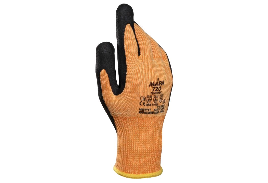 Mapa TempDex 720 Orange, Black Nitrile Work Gloves, Size 11