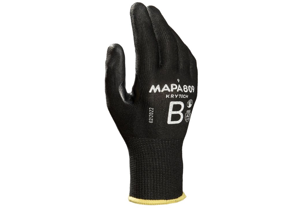 Mapa KRYTECH 809 Black High Density Polyethylene Cut Resistant Gloves, Size 9, Polyurethane Coating