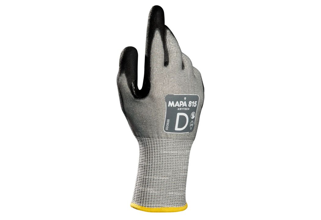 Mapa KryTech 815 Black, Grey Polyurethane Work Gloves, Size 9