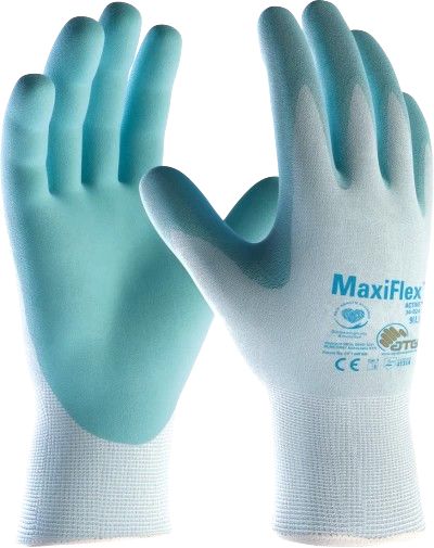 ATG Maxiflex Active Light Blue Nylon, Spandex Work Gloves, Size 7, NBR Coating
