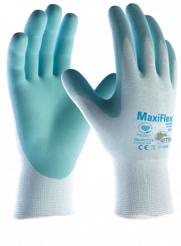 ATG 34-824 Light Blue Spandex Work Gloves, Size 8, Nitrile Coating