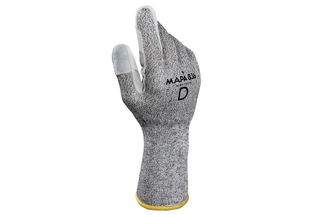 Mapa KRYTECH 836 Grey, Yellow High Density Polyethylene Work Gloves, Size 8