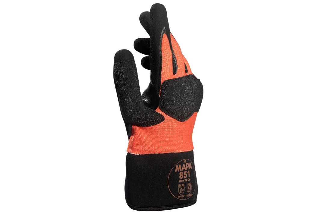 Mapa KryTech 851 Black, Orange Nitrile Work Gloves, Size 7