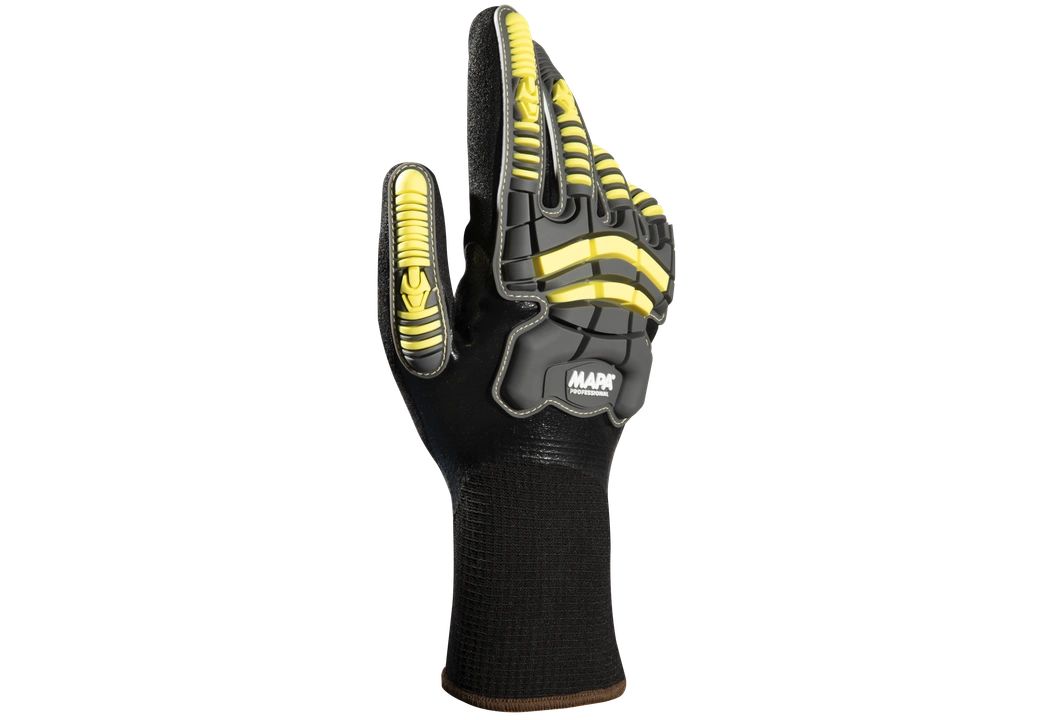 Mapa EXONIT 853 Black, Grey, Yellow Nitrile Work Gloves, Size 10, Nitrile, Nitrile Coating