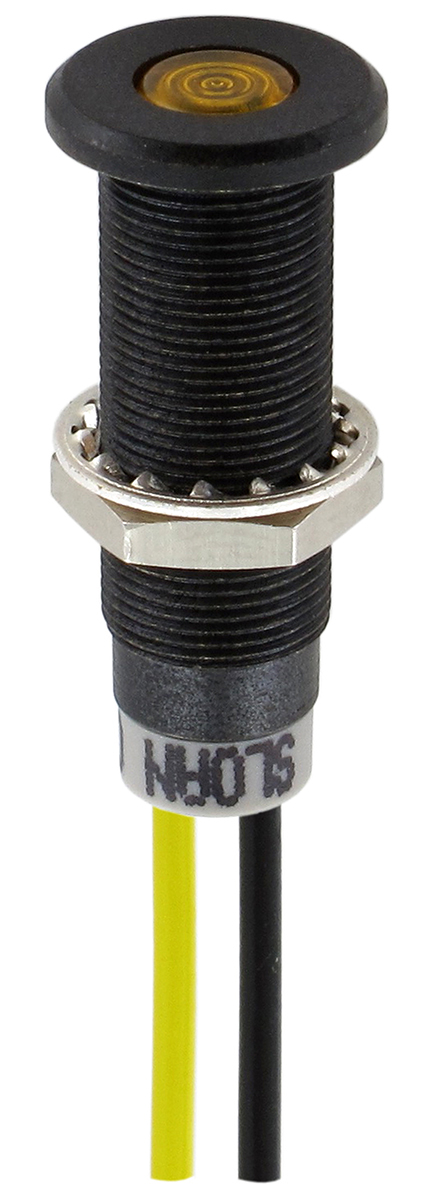 Sloan Yellow Panel Mount Indicator, 28V, 5 V, Lead Wire Termination, IP68