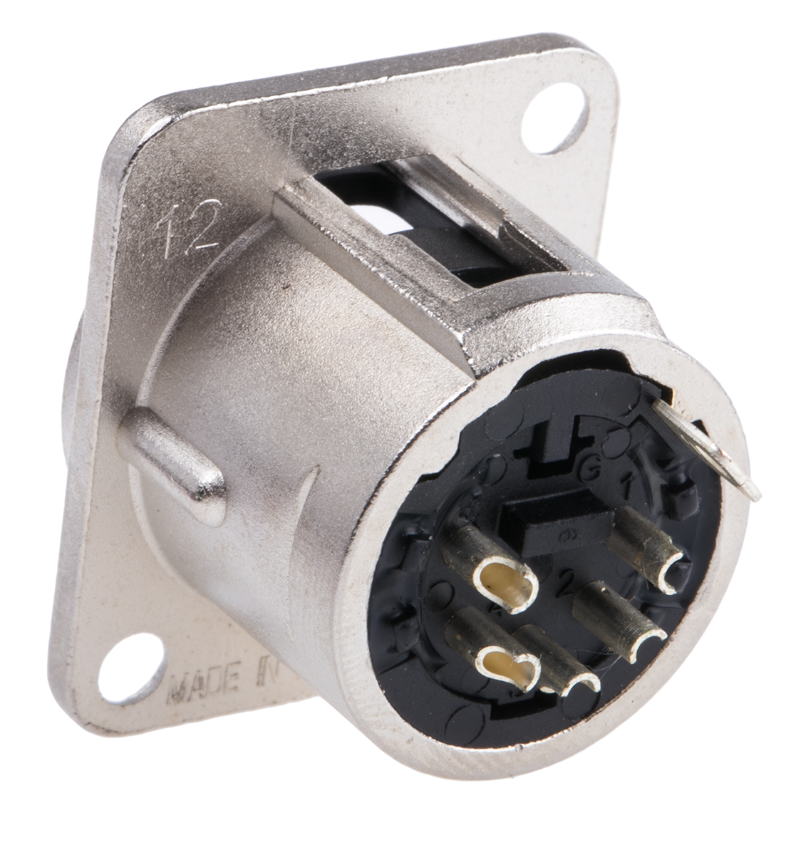 nc5md-l-1 Neutrik Panel Mount XLR Connector, Male, 50 V, 5 Way, Silver over Nickel Plating