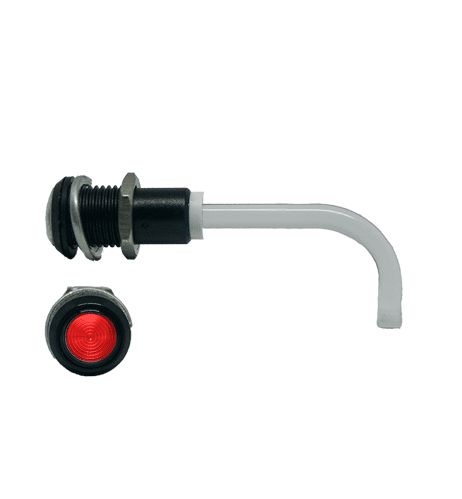 RHD-1100-3000-F9PZR67PR Bivar, Panel Mount Right Angle LED Light Pipe, Red Round Lens
