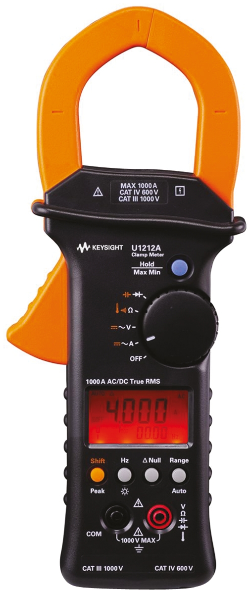 Keysight Technologies U1212A Clamp Meter, 1000 A 1000 A 1000 V 1000 V CAT IV, CAT III Non-Contact Voltage Detector