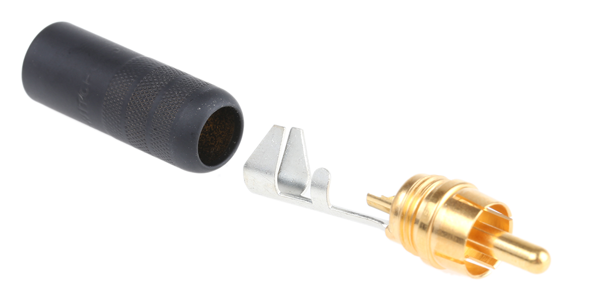 Switchcraft Black Straight Cable RCA Plug, Gold, 6A