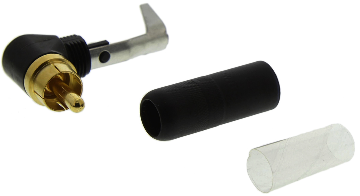 Switchcraft Black Right Angle Cable RCA Plug, Gold, 6A