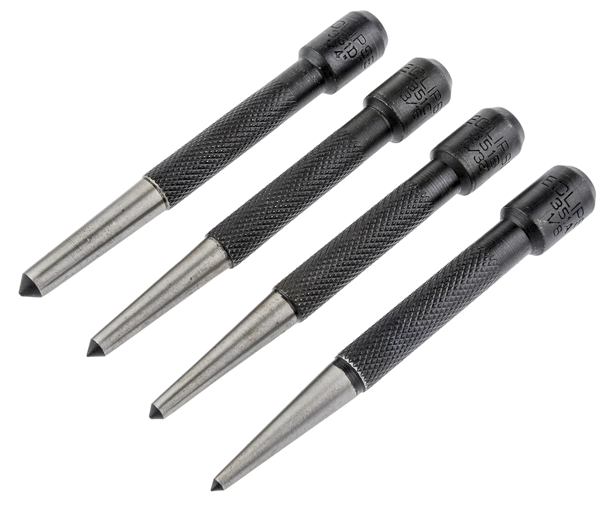 Eclipse 4-Piece Punch Set, Centre Punch, 3.18mm Shank, 100 mm Overall