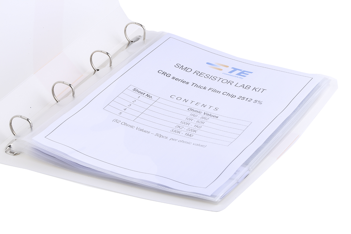 3520-labkit1 TE Connectivity, CRG-2512 Thick Film, Surface Mount 52 Resistor Kit, 1 Ω → 1 MΩ