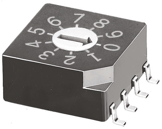 KNITTER-SWITCH 10 Way Surface Mount DIP Switch, Rotary Flush Actuator