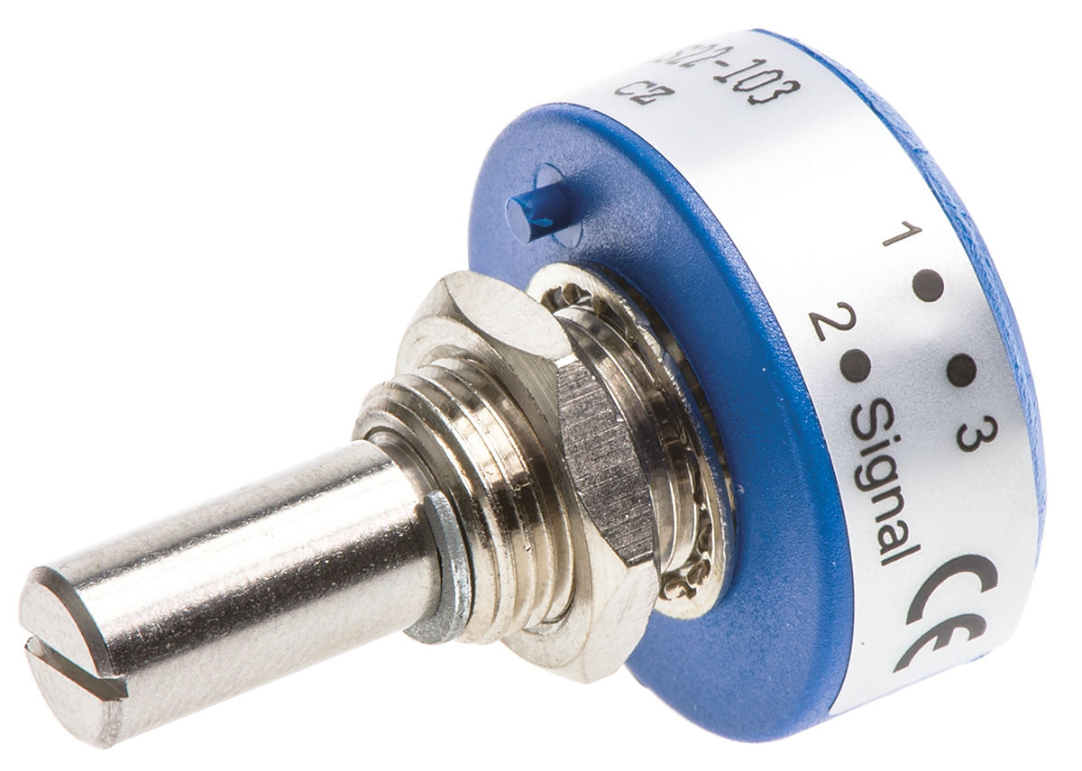 Vishay 357 10 kΩ Rotary Potentiometer 1-Gang Panel Mount, 357B0103MAB251S22
