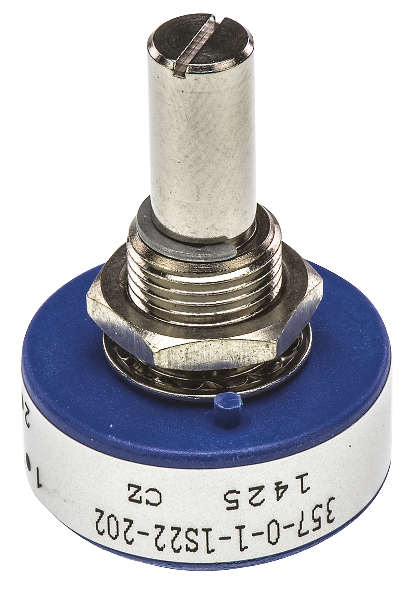 Vishay 357 2 kΩ Rotary Potentiometer 1-Gang Panel Mount, 357B0202MAB251S22