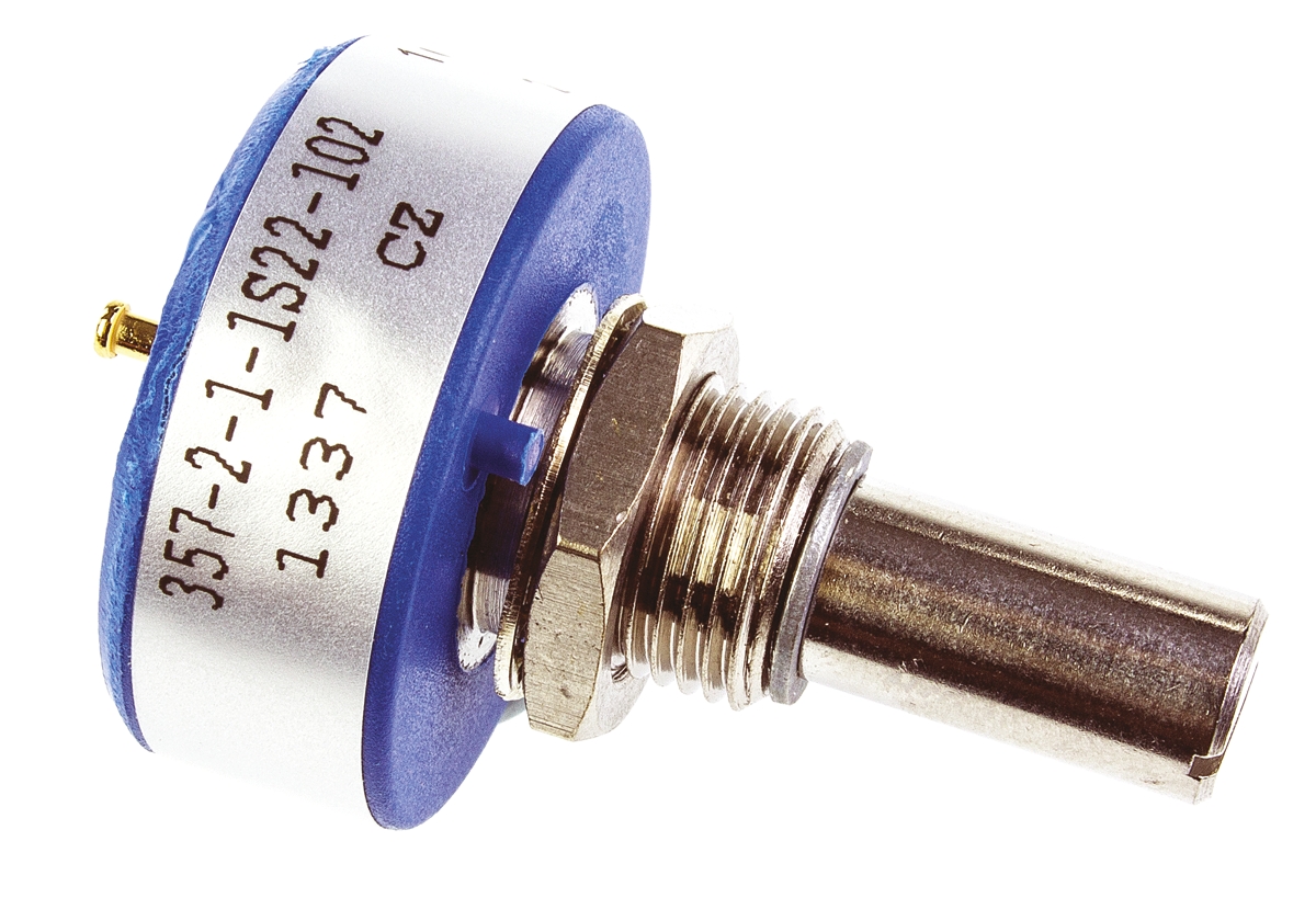 Vishay 357 1 kΩ Rotary Potentiometer 1-Turns 1-Gang Panel Mount, 357B2102MAB251S22