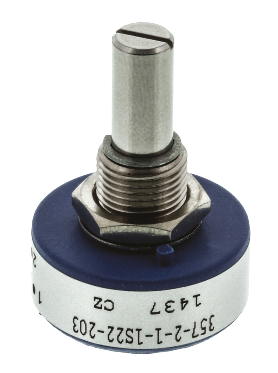 Vishay 357 20 kΩ Rotary Potentiometer 1-Turns 1-Gang Panel Mount, 357B2203MAB251S22
