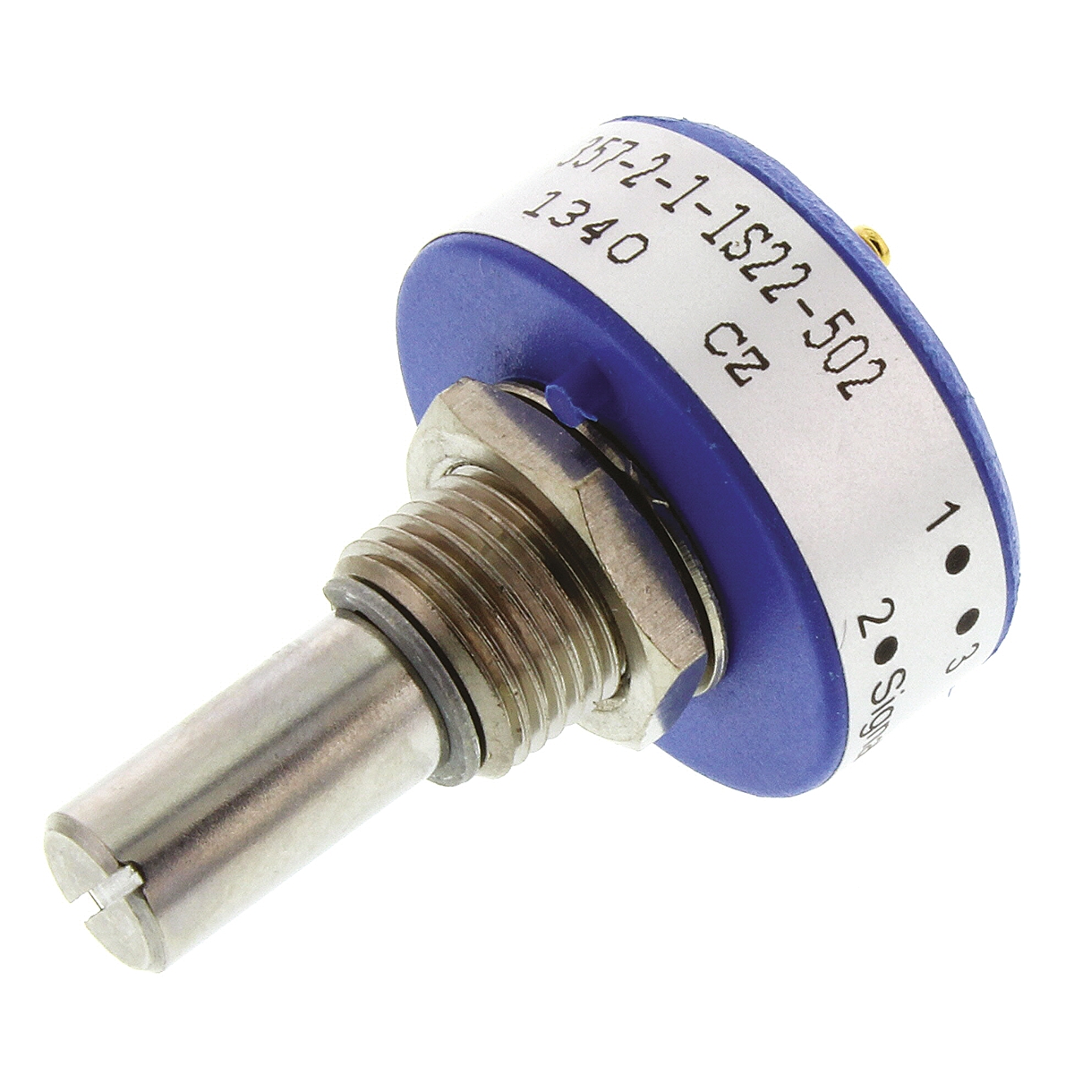 Vishay 357 5 kΩ Rotary Potentiometer 1-Turns 1-Gang Panel Mount, 357B2502MAB251S22