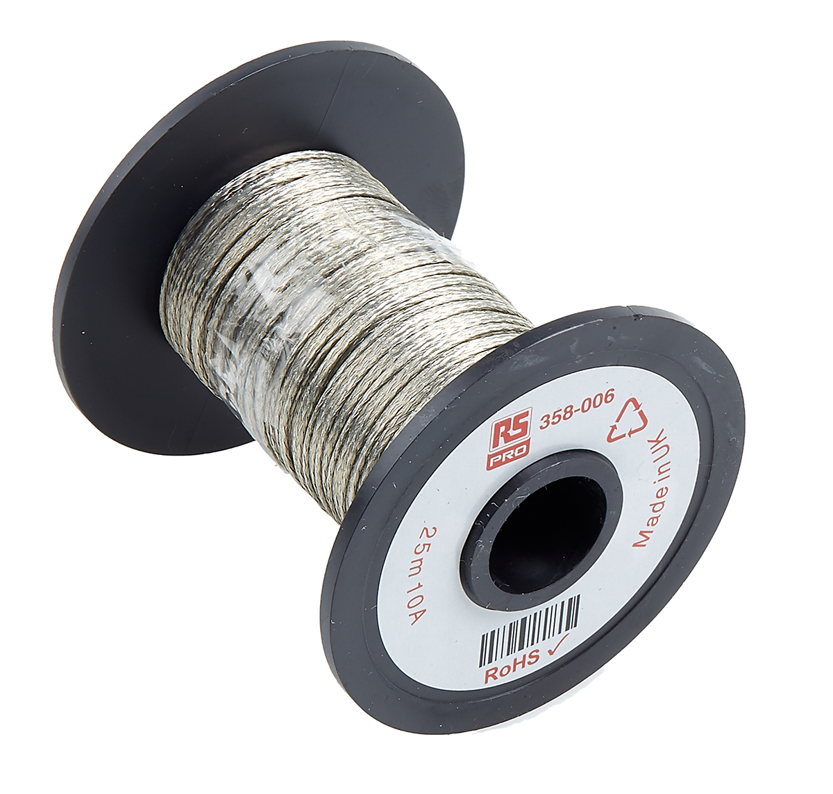RS PRO Braided Wire, 0.5 mm² CSA 1.9 x 0.6 mm 25 m, Tin Copper Wire BS4109