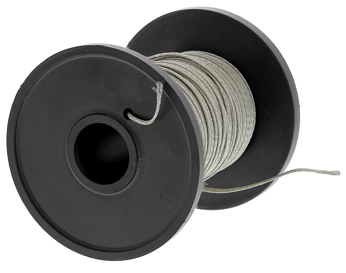 358-006 RS PRO Braided Wire, 0.5 mm² CSA 1.9 x 0.6 mm 25 m, Tin Copper Wire BS4109