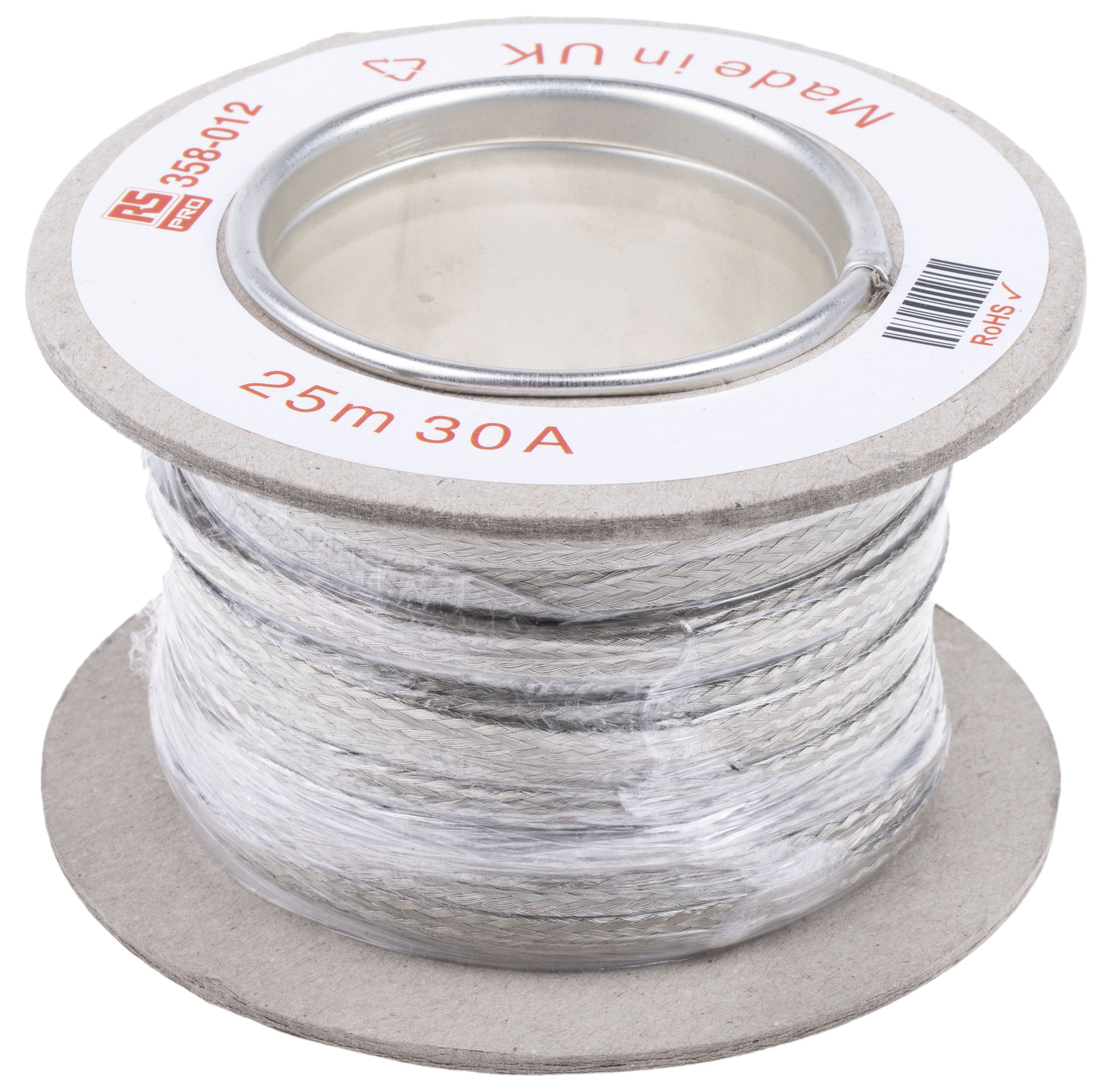 358-012 RS PRO Braided Wire, 1.7 mm² CSA 4 x 0.8 mm 25 m, Tin Copper Wire BS4109