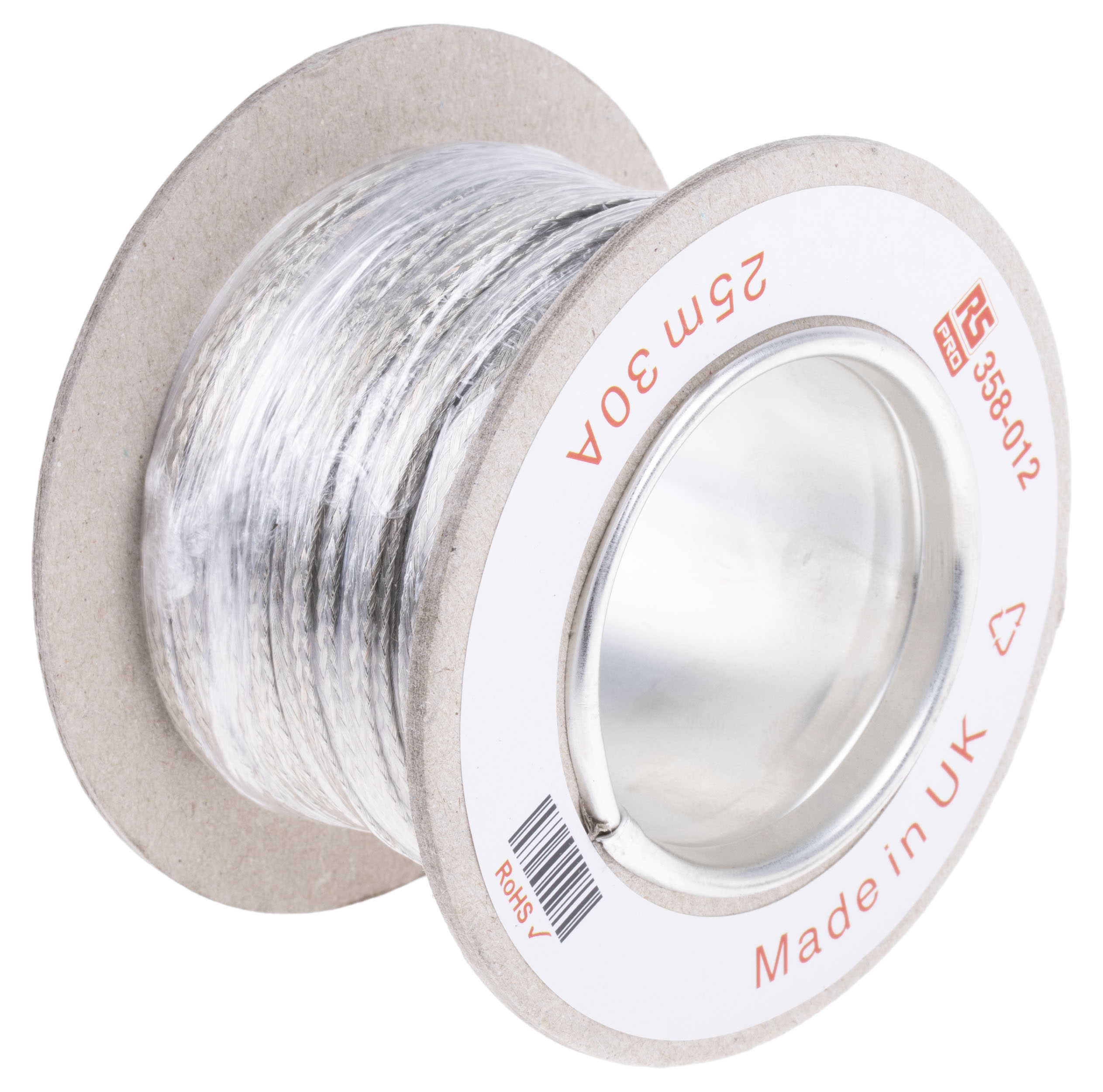 358-012 RS PRO Braided Wire, 1.7 mm² CSA 4 x 0.8 mm 25 m, Tin Copper Wire BS4109
