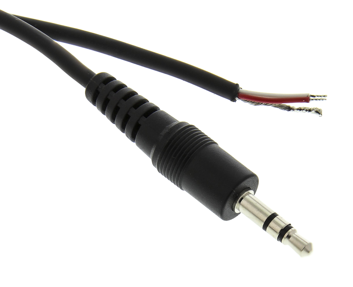 Switchcraft 35HR Male 3.5 mm Stereo Jack to Unterminated Auxiliary Cable, Black 35HR07884X