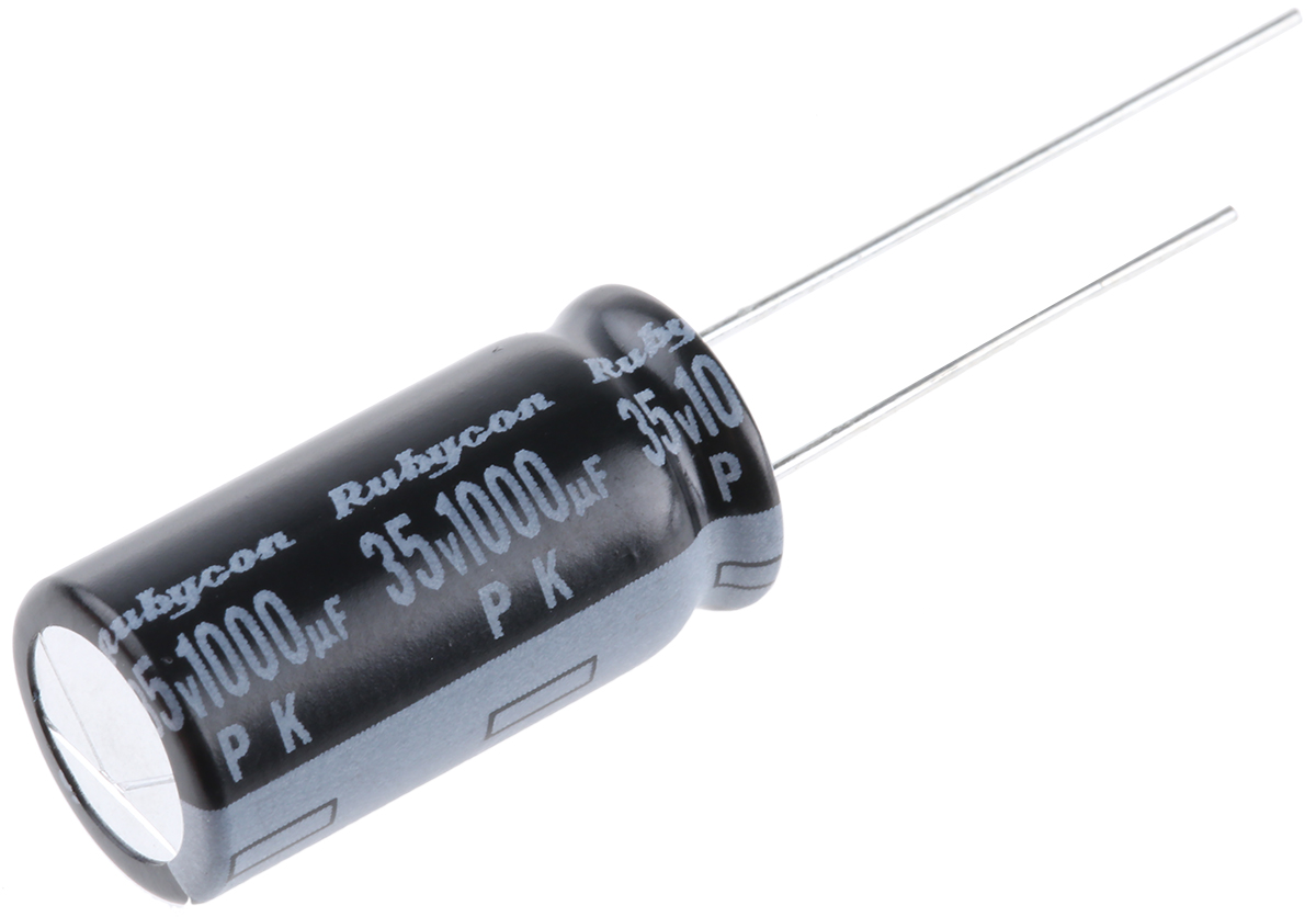 Rubycon 1000 μF Capacitor 35V dc, Through Hole Radial Lead