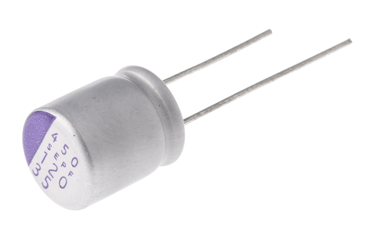 Panasonic 120 μF Through Hole Polymer Capacitor, 35V dc