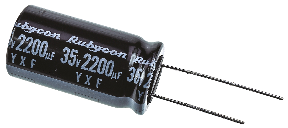 Rubycon 2200 μF Capacitor 35V dc, Radial, Through Hole - 35YXF2200M16X31.5