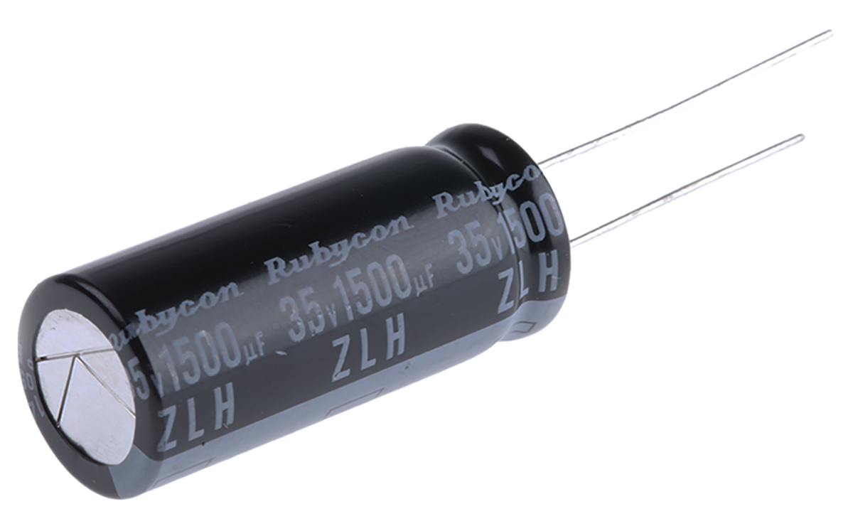 Rubycon 1500 μF Capacitor 35V dc, Through Hole - 35ZLH1500MEFC12.5X30
