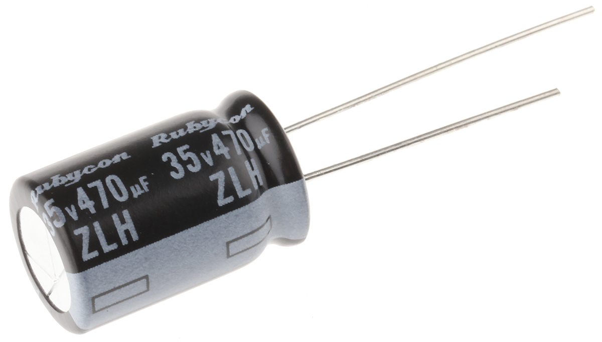 Rubycon 470 μF Capacitor 35V dc, Radial, Through Hole